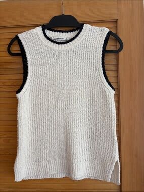 Abercrombie & Fitch Cream Knit Tank with Black Trim